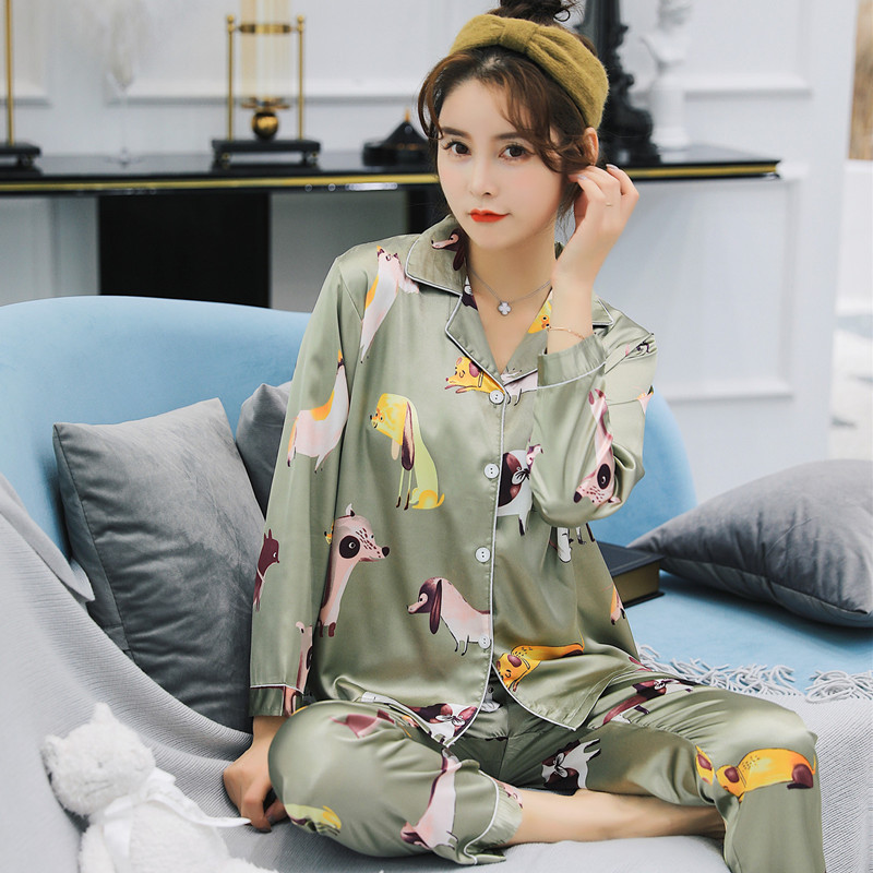 Spring 2018 Print Dachshund Dog Women Pajama Set Silk Satin Sleepwear Long Sleeve Trousers Loose Suit Lounge pyjamas S87809
Spring 2018 Print Dachshund Dog Women Pajama Set Silk Satin Sleepwear Long Sleeve Trousers Loose Suit Lounge pyjamas S87809