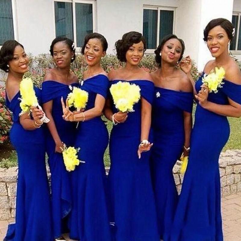 2020 New African Royal Blue Mermaid Bridesmaids Dresses Off The Shoulder Floor Length Black Girl Long Bridesmaid Dress For Wedding Gowns
2020 New African Royal Blue Mermaid Bridesmaids Dresses Off The Shoulder Floor Length Black Girl Long Bridesmaid Dress For Wedding Gowns