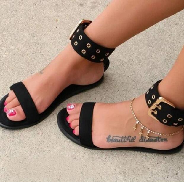 Hot Sale-arent Flats Shoes Large Size Female Clear Jelly Shoes Ladies Roman 2019 Beach Sandalias Mujer