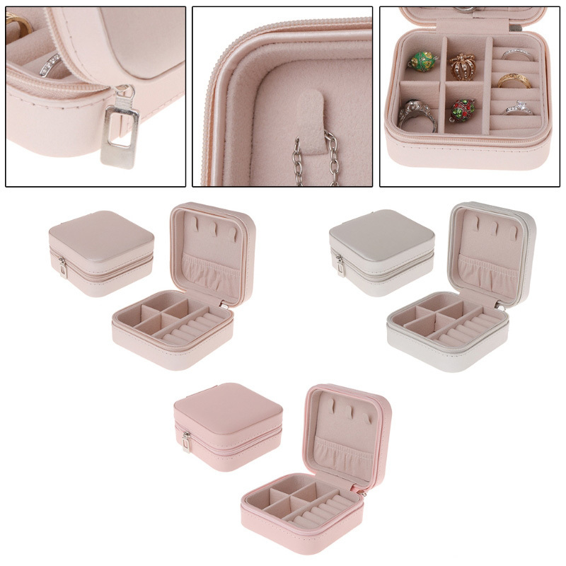 Portable Jewelry Box Zipper Leather Storage Organizer Jewelry Holder Packaging Display Travel Jewelry Case Gift Boxes For Women C19021601