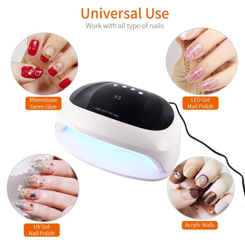 T2 UV Lamp Nails Dryer 72W Dual Hands and Foots Nail Polish Dry With 36LEDs For Manicure Gel Nails Lamp Drying Nail Design, White eu plug
T2 UV Lamp Nails Dryer 72W Dual Hands and Foots Nail Polish Dry With 36LEDs For Manicure Gel Nails Lamp Drying Nail Design, White eu plug