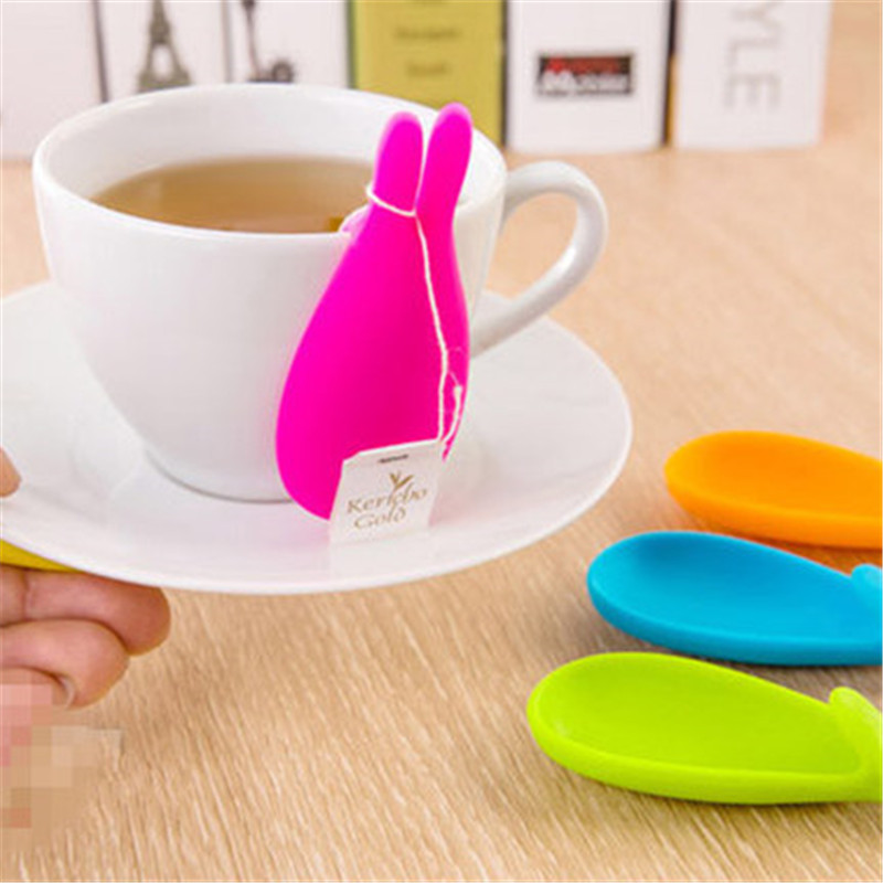 5 colors New Silicone Gel Rabbit Shape Tea Bag Infuser Holder Candy Color Mug Gift Rabbit Silicon Tea Bag stand