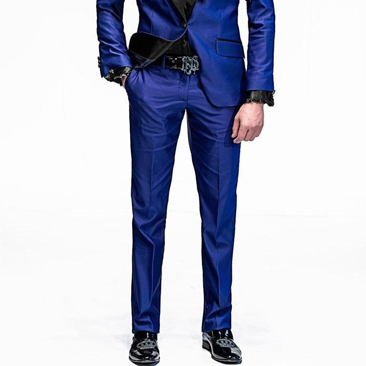 Latest Design Wedding Tuxedos Black Peaked Lapel Men Suits 2 Pieces Slim Fit One Button Groom Wear Clothing