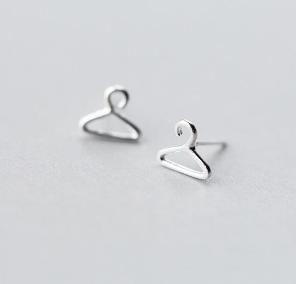 Stylish Small Hangers Ear Stud Silver Alloy Personalized Girls Birthday Gifts Punk Jewelry Coat Hanger Studs Earrings