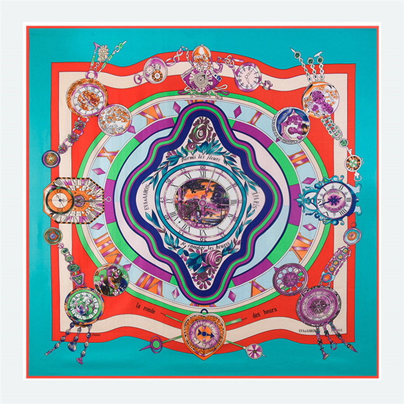 130*130cm Vintage Women 100% Real Silk Scarf Shawls Large Bufandas Twill Silk Square Shawls&Wraps Gifts