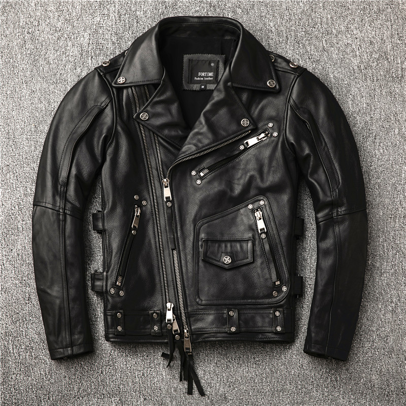 men' punk 2020 rivet motorcycle Diagonal zipper moto biker cow leather coat men slim fit rider jacket male, Black
men' punk 2020 rivet motorcycle Diagonal zipper moto biker cow leather coat men slim fit rider jacket male, Black