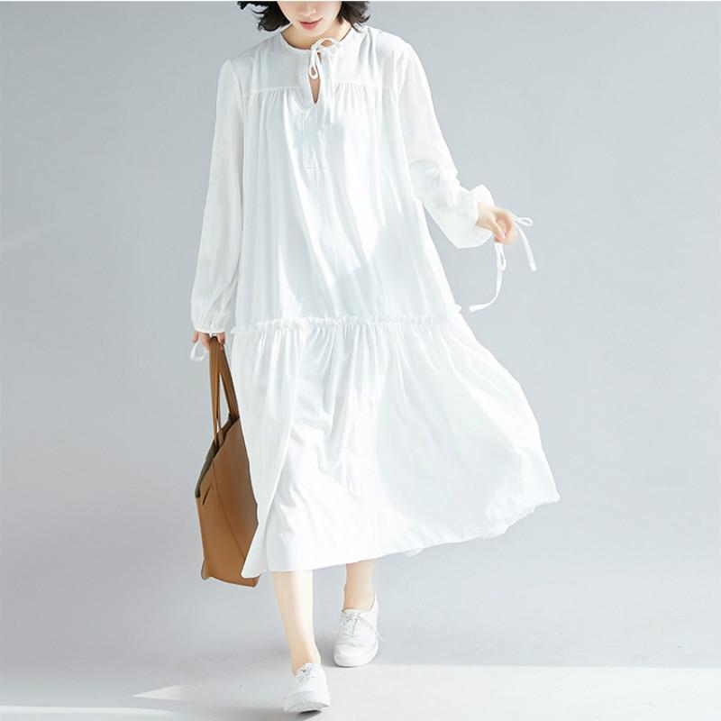 Women Large Size Spring Autumn Models Solid Color Pleated Doll Skirt Round Neck Tie Long Dress Maternity Dresses, Black
Women Large Size Spring Autumn Models Solid Color Pleated Doll Skirt Round Neck Tie Long Dress Maternity Dresses, Black
