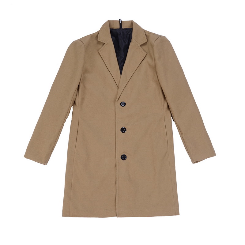Winter Wool Men Long Slim Fit Warm Casual Trench Male Solid Single Breasted Blends Coat Jacket 5XL