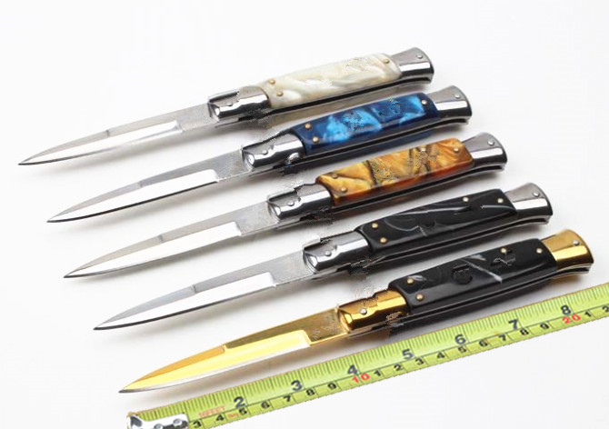 9-inch Italian style Folding knives 440C blade with nylon sleeve retail box Camping multi-purpose Survival knife EDC Tactical Combat Hiking
9-inch Italian style Folding knives 440C blade with nylon sleeve retail box Camping multi-purpose Survival knife EDC Tactical Combat Hiking