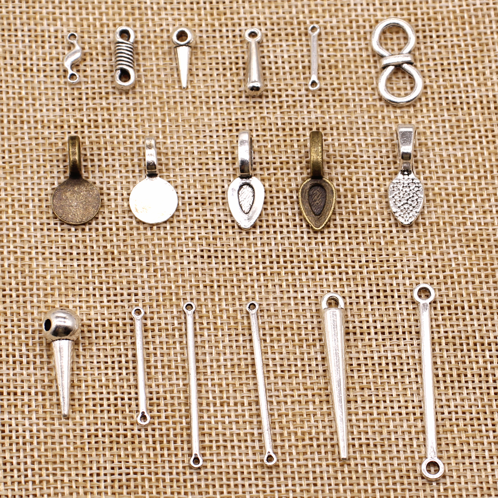 120 Pieces Metal Charms For Jewelry Making Perforated Hole Bails Beads Connector HJ230