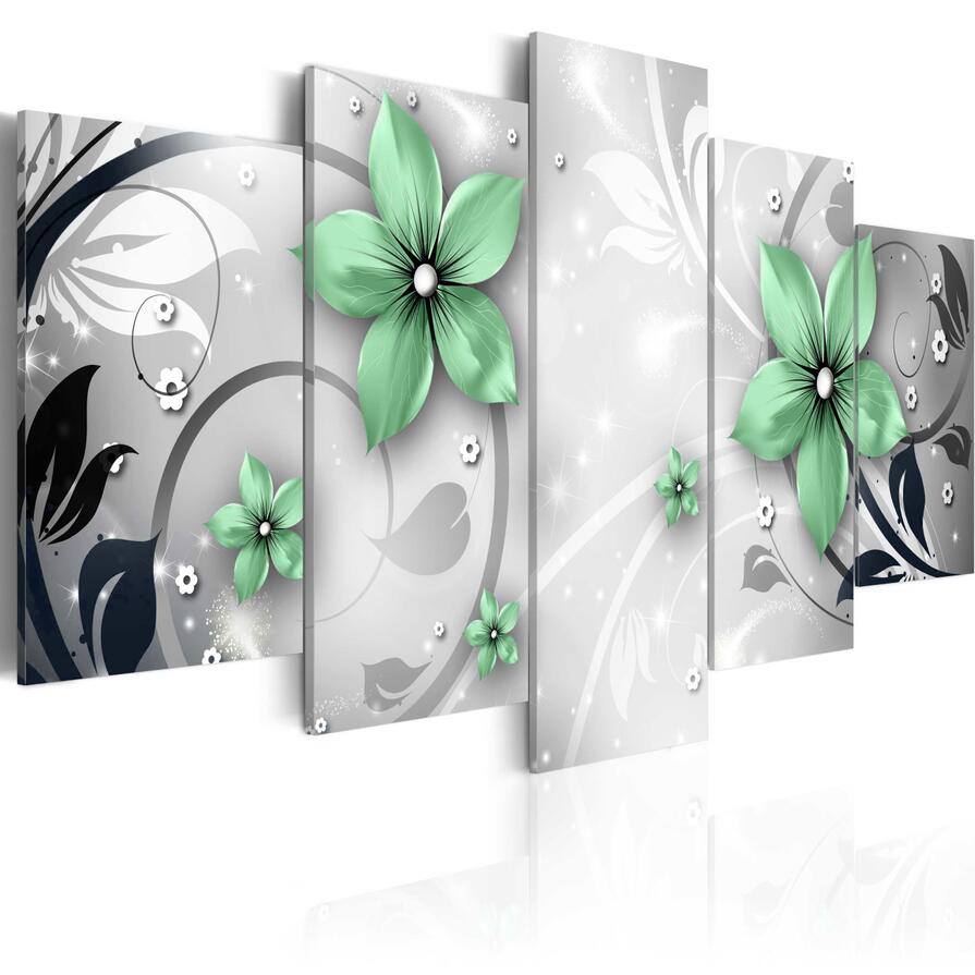(No Frame)5 Panels Hot Sell Abstract Flower Modern Home Wall Decor Painting Canvas Printing Art HD Print Painting( Color:3 Size:2)