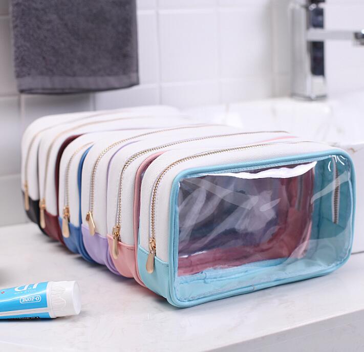 DHL 50pcs Cosmetic Bag Women PVC&PU Transparent Solid Wash Storage Bag 6Colors Zipper Travel Bags, Purple
DHL 50pcs Cosmetic Bag Women PVC&PU Transparent Solid Wash Storage Bag 6Colors Zipper Travel Bags, Purple