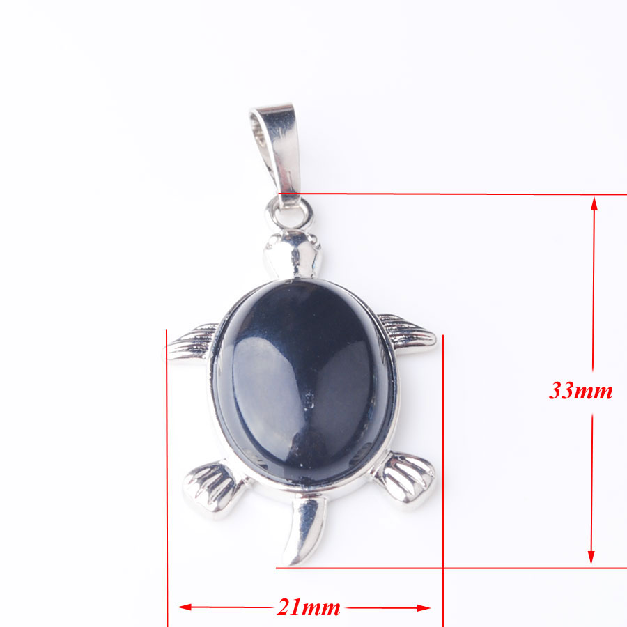 WOJIAER Natural Tigers Eye Agate Stone Tiny Turtle Pendants Necklaces Reiki Lucky Animal Sea Charm Jewelry for Women BE910