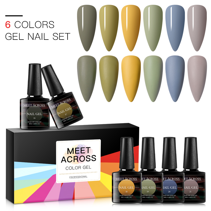 MEET ACROSS 8ml Gel Nail Polish Set Soak Off UV Gel Long Lasting Semi Permanent Soak Off Varnish 6Pcs/set Nail Polish, S09161
MEET ACROSS 8ml Gel Nail Polish Set Soak Off UV Gel Long Lasting Semi Permanent Soak Off Varnish 6Pcs/set Nail Polish, S09161