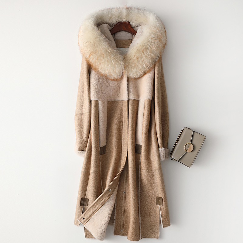 2019 Real Long Women Fur Coat With Big Real Fur Hooded Thick Warm Winter Coat With Long Sleeve, Beige
2019 Real Long Women Fur Coat With Big Real Fur Hooded Thick Warm Winter Coat With Long Sleeve, Beige