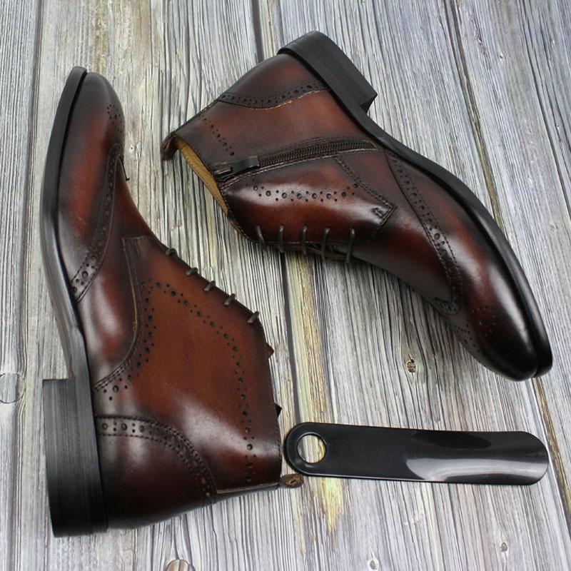Mens Ankle Boots Genuine Leather in Basic Boots Wingtip Toe Lace Up Zip High Top Men's Dress Shoes Oxford, Black
Mens Ankle Boots Genuine Leather in Basic Boots Wingtip Toe Lace Up Zip High Top Men's Dress Shoes Oxford, Black