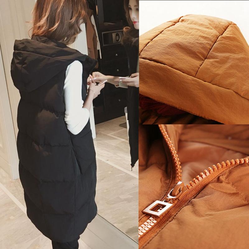 Women Hooded Long Vest Jacket Gilet Sleeveless Waistcoat Womens Outerwear with Hood