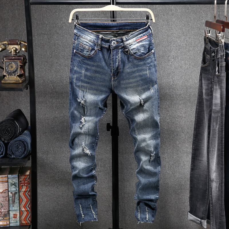 Men Jeans Autumn Fashion Casual Slim-type Denim Pants 2019 New Button Zipper pocket Bleached Scratched Streetwear Denim Trousers, Blue
Men Jeans Autumn Fashion Casual Slim-type Denim Pants 2019 New Button Zipper pocket Bleached Scratched Streetwear Denim Trousers, Blue