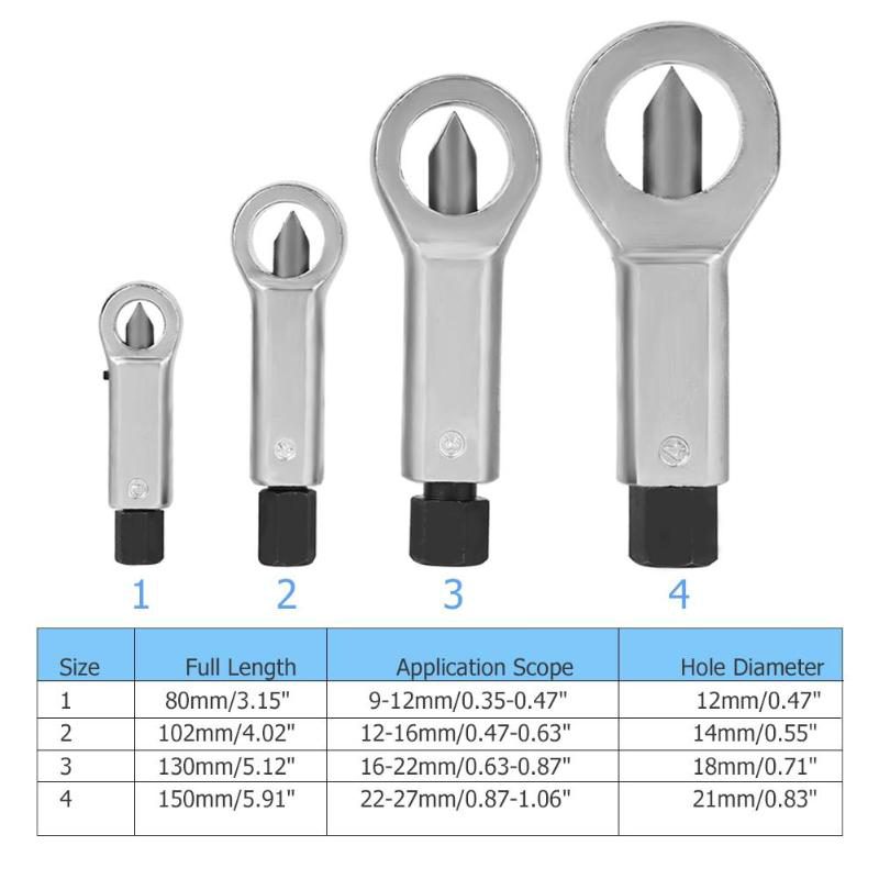 Nut Remover Hand Tools Adjustable Nuts Splitter 9-27mm Damaged Splitters Removers Rust Nut Manual Proffessional Extractor Tool 4Pcs /Set