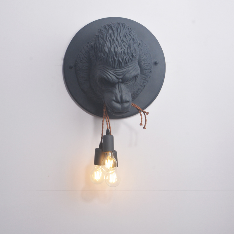 Nordic Modern Wall Lamp Resin Monkey Lamp Home Deco Orangutan Wall+lamps Bedroom Living Room Light Fixtures Creative Wall Light