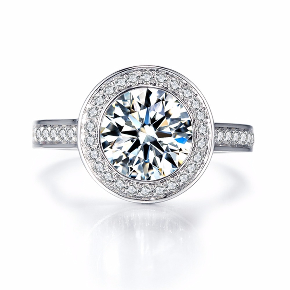 Diamond Ring 5 ct 11mm Round Cut Lab diamond solitaine in 14K 585 White Gold Engagement&Wedding for womens S200110