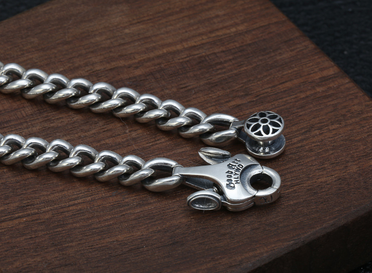 Personalized 925 Sterling silver jewelry designer hand-made 7mm curb links bracelet designed with unique closure clasp FOR MEN