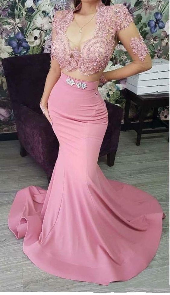 2024 New Pink African Mermaid Bridesmaid Dresses Three Types Sweep Train Long Country Garden Wedding Guest Gowns Maid Of Honor Dress Arabic 403