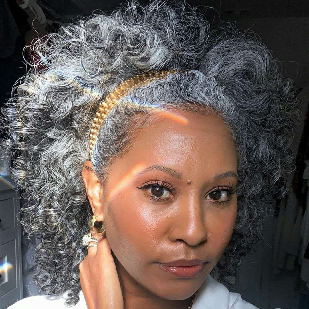 Grey kinky weave ponytail hairpiece european human hair ponytail hair extension silver grey wrap around ponytail hair piece gray puff