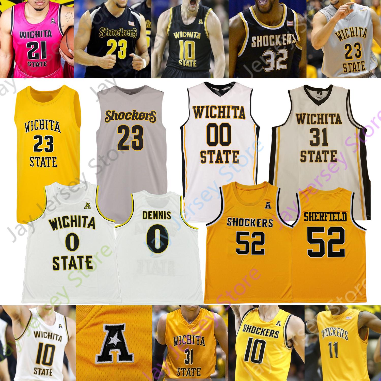 Wichita State Basketball Jersey NCAA College Dexter Dennis Erik Stevenson Trey Wade Sherfield Tyson Etienne Jamarius Burton Morris Udeze, Black ii
Wichita State Basketball Jersey NCAA College Dexter Dennis Erik Stevenson Trey Wade Sherfield Tyson Etienne Jamarius Burton Morris Udeze, Black ii