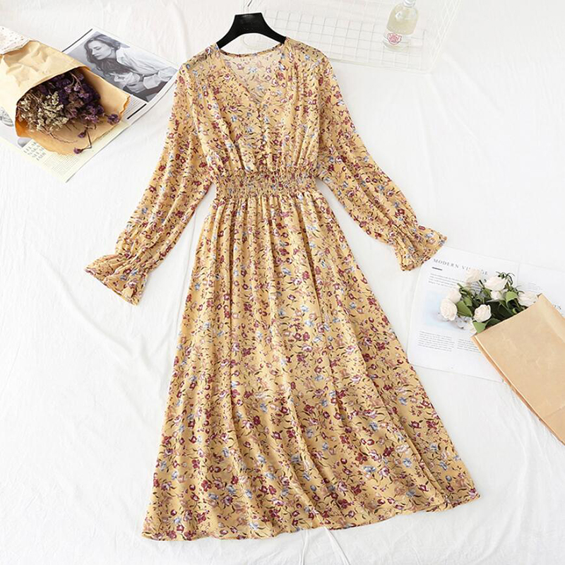 2020 high quality Women Dress Spring Vintage Long Sleeve V-neck Floral Printed Office Dresses Casual Summer Chiffon Midi Dress, Flowers 12
2020 high quality Women Dress Spring Vintage Long Sleeve V-neck Floral Printed Office Dresses Casual Summer Chiffon Midi Dress, Flowers 12