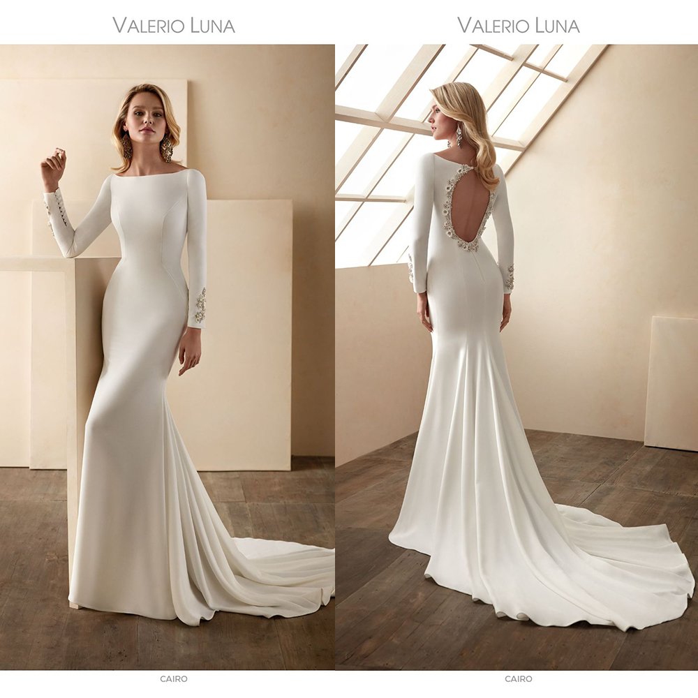 Valerio Luna Satin Mermaid Dresses Bateau Long Sleeve Lace Appliques Bridal Gowns Sweep Train Beach Wedding Dress, Gray
Valerio Luna Satin Mermaid Dresses Bateau Long Sleeve Lace Appliques Bridal Gowns Sweep Train Beach Wedding Dress, Gray