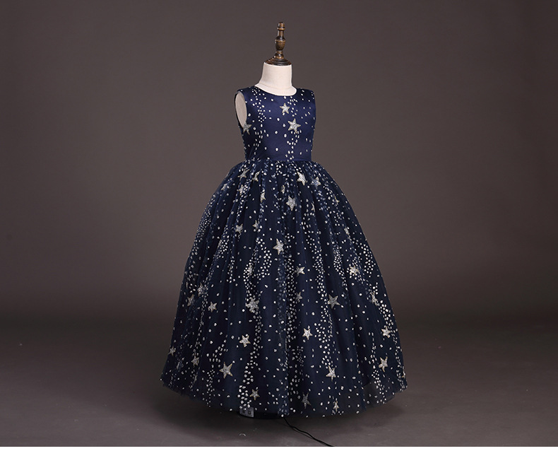 Full Star Flower Girls Dresses Sleeves Jewel Neck Girls Pageant Dresses Ball Gown Dress For Wedding Birthday Party