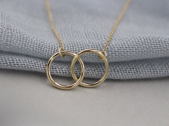 Fashion- Min1pc Gold And Silver Infinity Double Circles Necklace For Girls Interlocking Circles Pendant Necklace Xl184 Christmas Gift