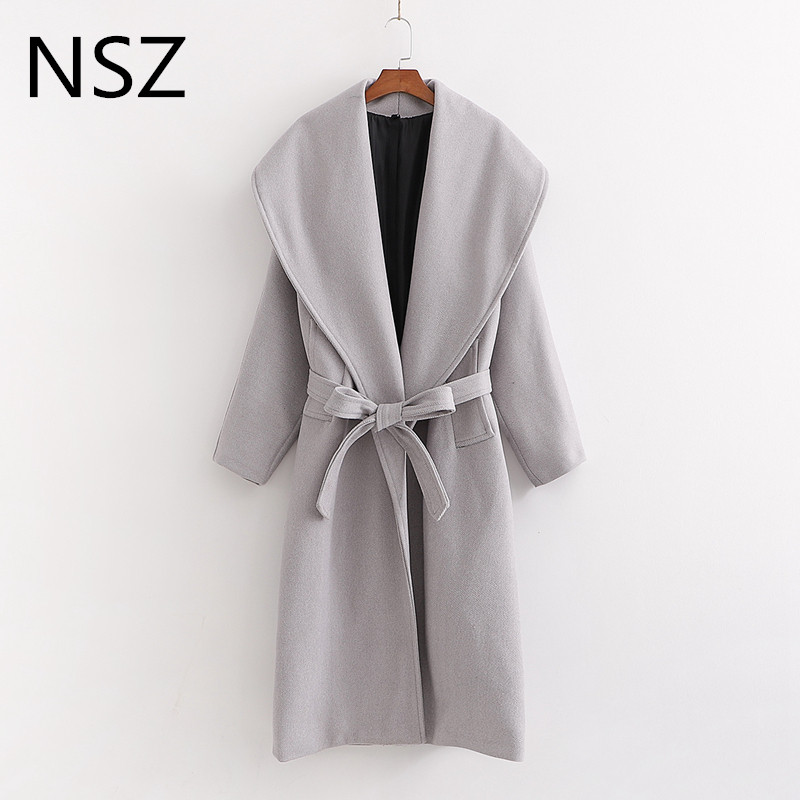 NSZ women oversized woolen long coat with belt wool jacket winter fashion overcoat outwear ropa mujer, Gray
NSZ women oversized woolen long coat with belt wool jacket winter fashion overcoat outwear ropa mujer, Gray