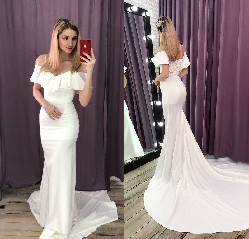 Bohemian Mermaid Luxury Wedding Dresses Satin Lace Up Formal Dress Spaghetti Short Sleeve Sweep Train Bridal Gowns, Black
Bohemian Mermaid Luxury Wedding Dresses Satin Lace Up Formal Dress Spaghetti Short Sleeve Sweep Train Bridal Gowns, Black