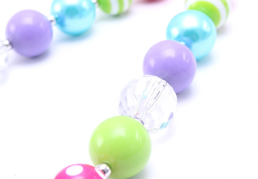 Kids Chunky Beads Necklace Cute Purple Big Flower Girls Chunky Bubblegum Necklace For Party Gift Jewelry Handmade
