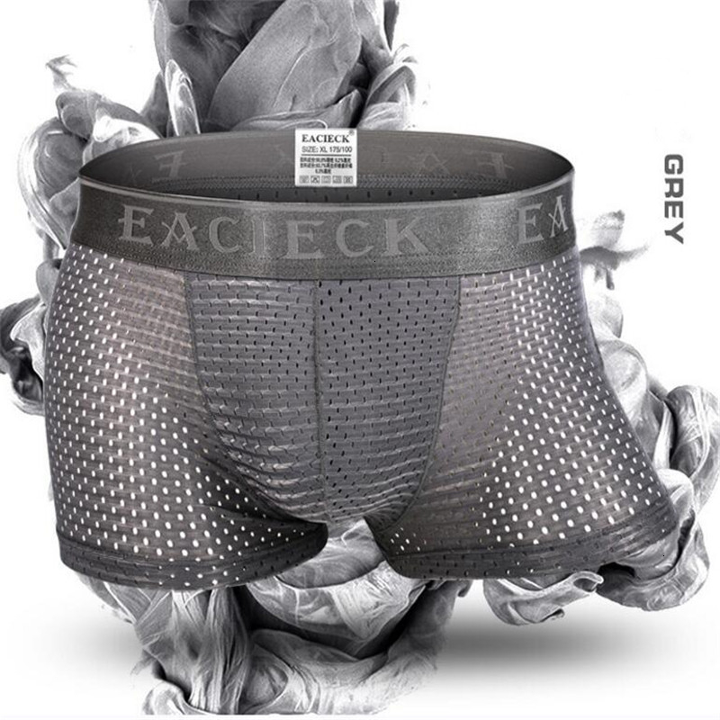EACIECK Mesh Silk Men's Underwear Boxer shorts Four Corner Men Boxer Bodysuit Underwear 5pece/Lot M~ XXXLMX190904