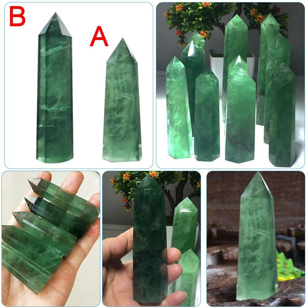 100% Natural Fluorite Quartz Crystal Green Striped Fluorite Point Healing Hexagonal Wand Treatment Stone Home Decoration C19021601