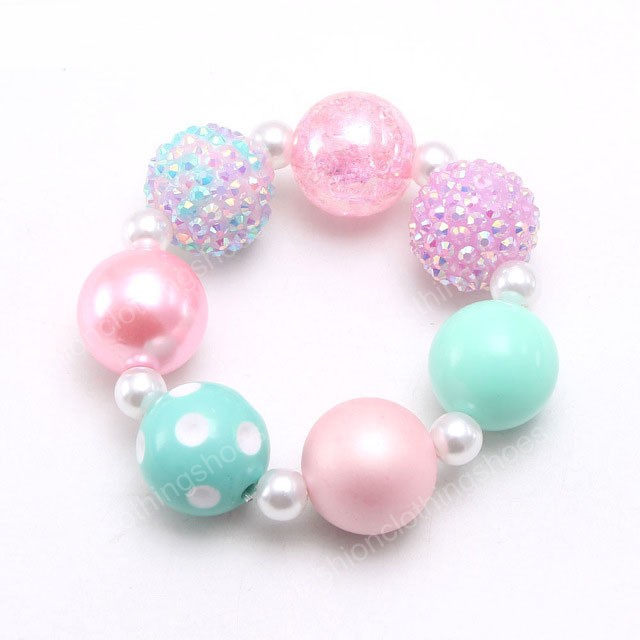 Cute baby girls diy chunky beaded bracelets for kids party jewelry princess colors bubblegum beads bracelets bangles