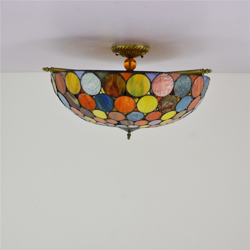 European retro creative glass lamp Tiffany stained glass living room dining bar bedroom art semi-ceiling lamp TF026