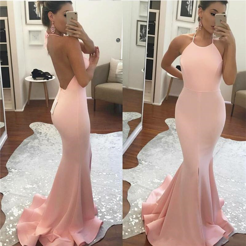 2019 Pink Sexy Mermaid Prom Dresses Halter Open Back formal Prom Gowns Backless Sweep Train Evening Gowns Cheap Women Evening Party Dresses, White
2019 Pink Sexy Mermaid Prom Dresses Halter Open Back formal Prom Gowns Backless Sweep Train Evening Gowns Cheap Women Evening Party Dresses, White