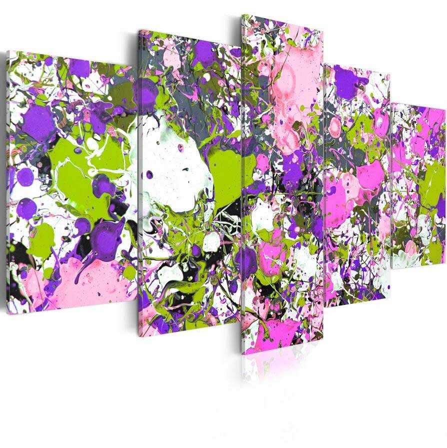 5 Pieces Fashion Wall Art Canvas Painting Abstract Color Watercolor Modern Home Decoration,Choose Color:3 And Size :2(No Frame)