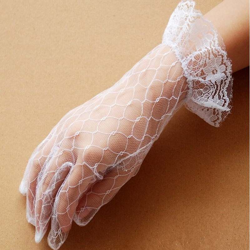 Autumn Summer Women Short Tulle Gloves Black White Ivory Stretchy Bridal Wedding Accessories Party Lace Gloves, Customize
Autumn Summer Women Short Tulle Gloves Black White Ivory Stretchy Bridal Wedding Accessories Party Lace Gloves, Customize