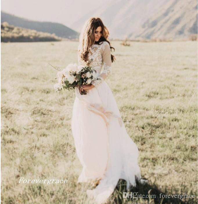 2019 Fabulous Modest New Lace Wedding Dress Vintage Princess Long Sleeves Country Style Bridal Gown Custom Made Plus Size