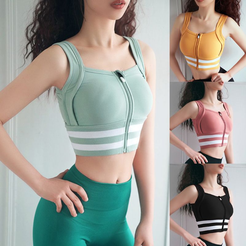 Women Yoga Sports High Impact Bra Push Up Zipper Shockproof Workout Brassiere Fitness Running Quick Dry Stripes Crop Top
Women Yoga Sports High Impact Bra Push Up Zipper Shockproof Workout Brassiere Fitness Running Quick Dry Stripes Crop Top