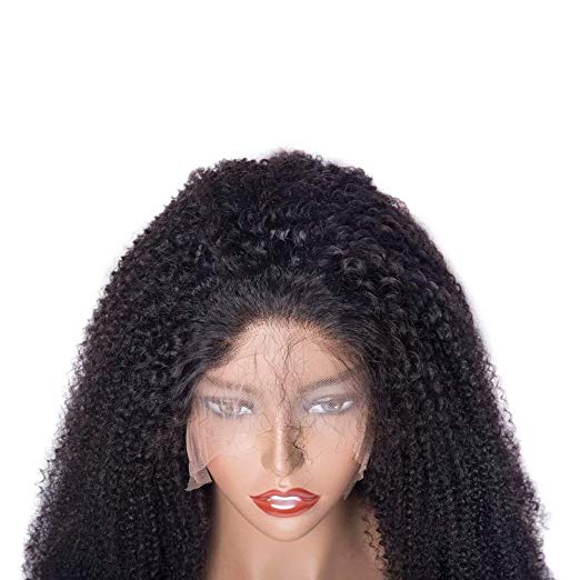 150% Density Lace Front Kinky Curly Wig 9A Mongolian Afro Curly Human Hair 360 lace frontal Wigs Natural Hairline for African American Women