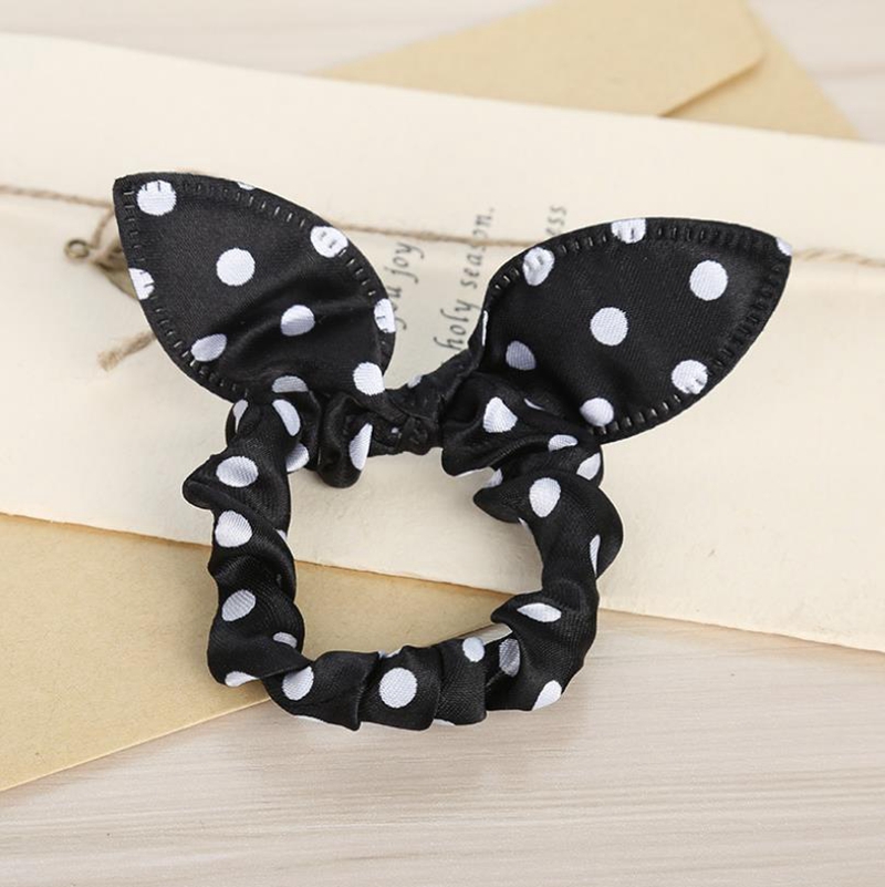Rabbit Ears Hairband Elastic Hair Bands Polka Dot Ponytail Holders Fashion Women Girls Rubber Bands Scrunchie Hair Accessories 16 Color 4922