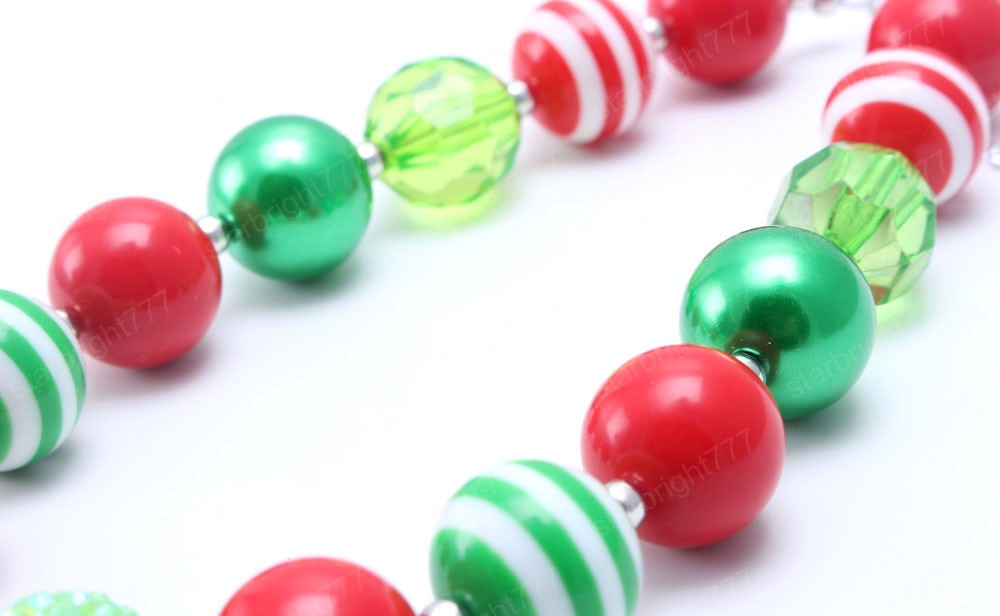 Baby Christmas Star Pendant Chunky Necklace Girls/Kids/Child Chunky Beads Necklace Festival Party Jewelry Gifts Charming