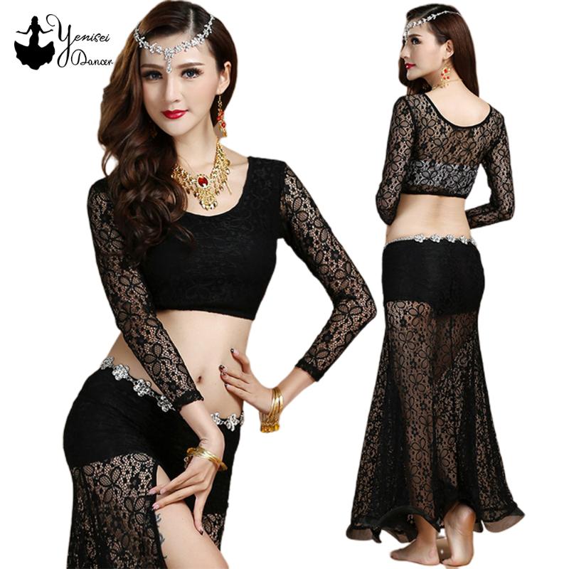 3 Colors New High Quality Lace Long Sleeve Belly Dance Outfit Sexy Dance Performance Dress Long Split Skirt Red Black Tops Short, Blue-2pcs
3 Colors New High Quality Lace Long Sleeve Belly Dance Outfit Sexy Dance Performance Dress Long Split Skirt Red Black Tops Short, Blue-2pcs