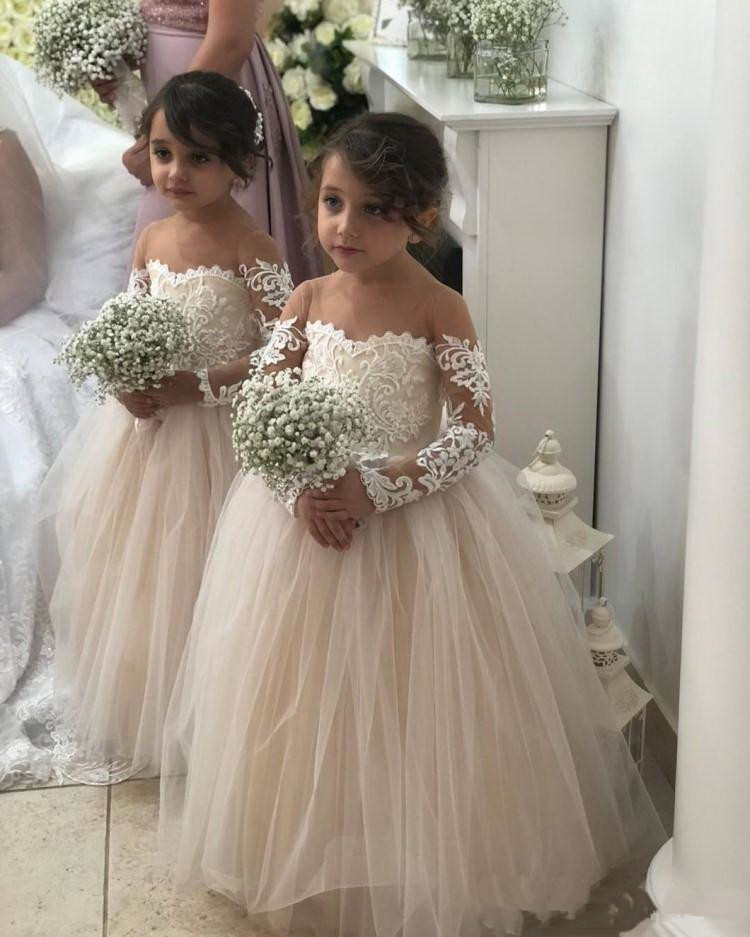 Cute Long Sleeves Flower Girls Dresses For Weddings Lace Tulle Floor Length Ball Gown Princess Children Birthday Party Dresses B169, Burgundy
Cute Long Sleeves Flower Girls Dresses For Weddings Lace Tulle Floor Length Ball Gown Princess Children Birthday Party Dresses B169, Burgundy